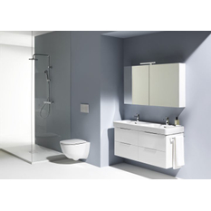 Dvojité umyvadlo k zabudování do nábytku Laufen Pro S, 2 otvory pro baterii, 120 x 46,5 cm, s přepadem, bílá s LCC (Laufen Clean Coat)