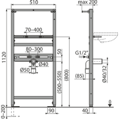 Montážní rám Alcadrain (Alcaplast) pro umyvadlo A104/1120