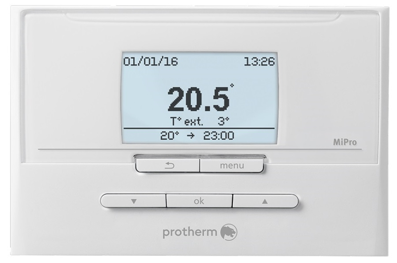 Regulace eBus ekvitermní Protherm MiPro s týdenním časovým programem pro 1 přímý topný okruh