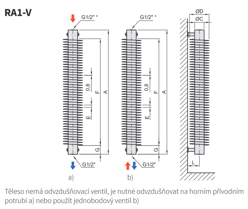 Radiátor žebrový Isan Spiral RA1 76 x 156 x 1000 mm, 491 W, vertikální, bílá