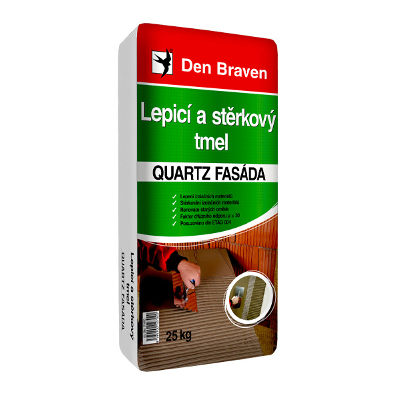 Lepicí a stěrkový tmel Den Braven QUARTZ FASÁDA pytel 25 kg, šedá