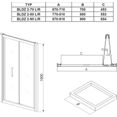 Sprchové dveře Ravak BLDZ2 80, lesk+transparent