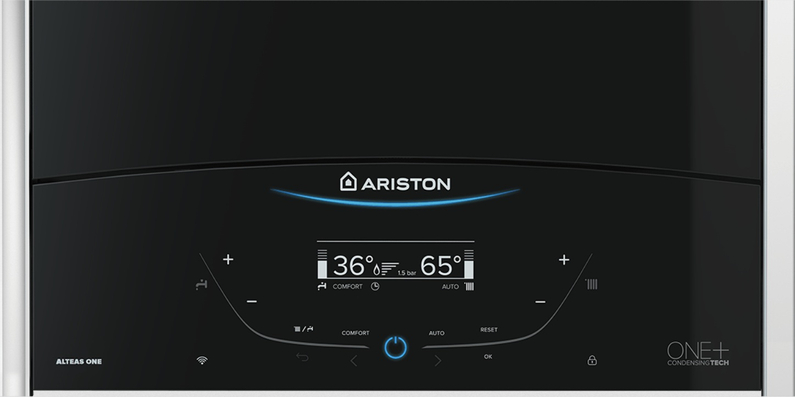 Kotel plynový kondenzační závěsný Ariston Alteas One+ Net 30, topení 27,5 kW a průtokový ohřev TV 28,7 kW, (Wi-Fi a Sensys HD), SVT 22163