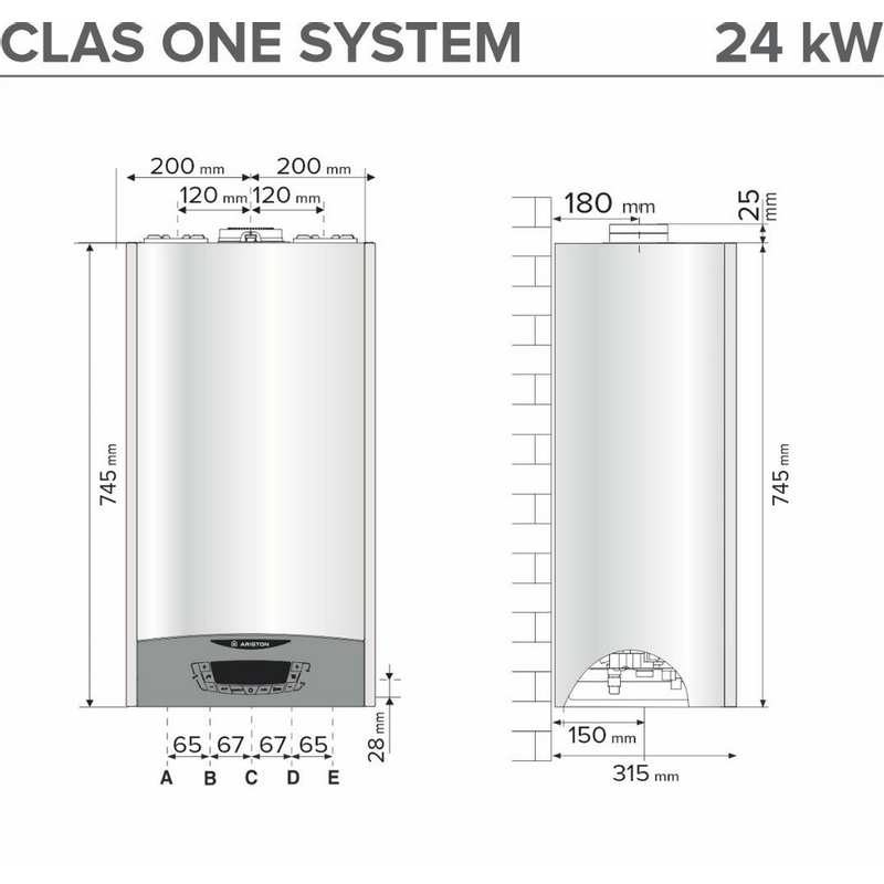 Kotel plynový kondenzační závěsný Ariston Clas One System 24, topení 21,5 kW a ohřev TV v externím zásobníku 24,9 kW, SVT 22174