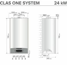 Kotel plynový kondenzační závěsný Ariston Clas One System 24, topení 21,5 kW a ohřev TV v externím zásobníku 24,9 kW, SVT 22174