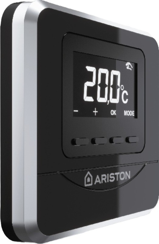 Pokojový regulátor/termostat e-BUS Ariston Cube, modulační, jednoduché ovládání, obvykle jako 2. v systému, černá