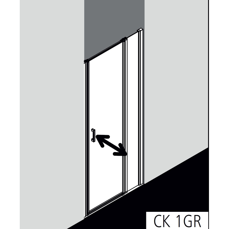 Dveře kyvné 1-křídlé s pevným polem Kermi Cada XS CK1GR pravé stříbrné vysoký lesk, čiré ESG sklo s úpravou CADAclean 100 x 200 cm
