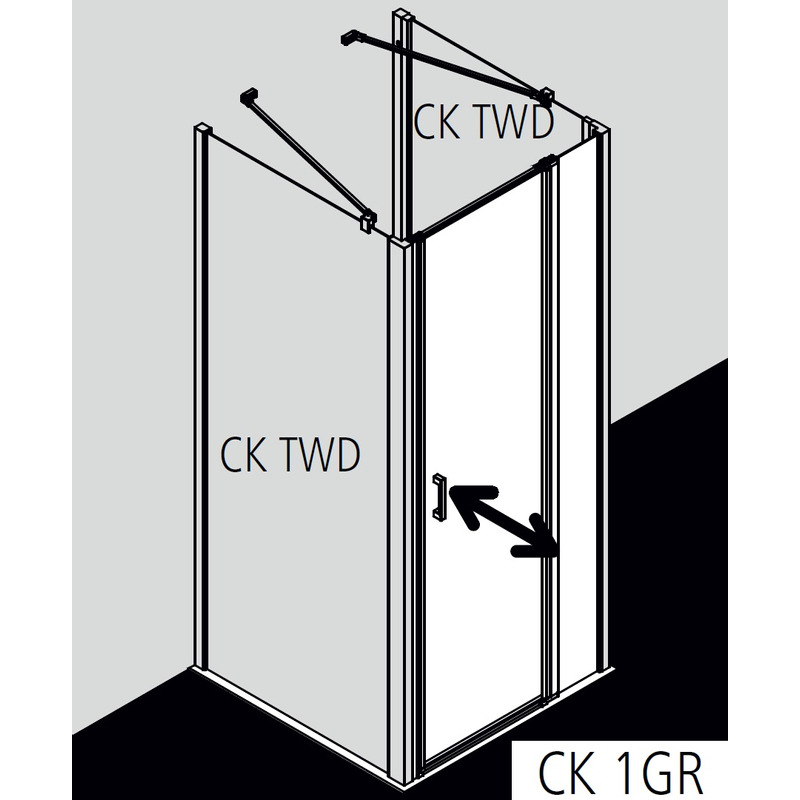 Dveře kyvné 1-křídlé s pevným polem Kermi Cada XS CK1GR pravé stříbrné vysoký lesk, čiré ESG sklo s úpravou CADAclean 100 x 200 cm