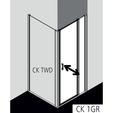 Dveře kyvné 1-křídlé s pevným polem Kermi Cada XS CK1GR pravé stříbrné vysoký lesk, čiré ESG sklo s úpravou CADAclean 100 x 200 cm