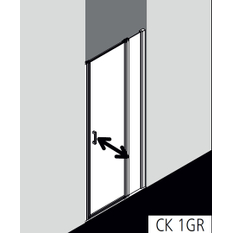 Dveře kyvné 1-křídlé s pevným polem Kermi Cada XS CK1GR pravé stříbrné vysoký lesk, čiré ESG sklo s úpravou CADAclean 100 x 200 cm