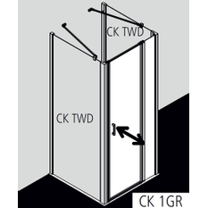 Dveře kyvné 1-křídlé s pevným polem Kermi Cada XS CK1GR pravé stříbrné vysoký lesk, čiré ESG sklo s úpravou CADAclean 100 x 200 cm