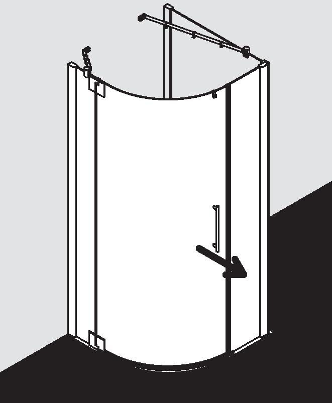 Kout čtvrtkruhový s otočnými dveřmi a pevnými poli Kermi Pasa XP PX50L levý, stříbrná matná/čiré ESG sklo s úpravou KermiCLEAN 90 x 185 cm