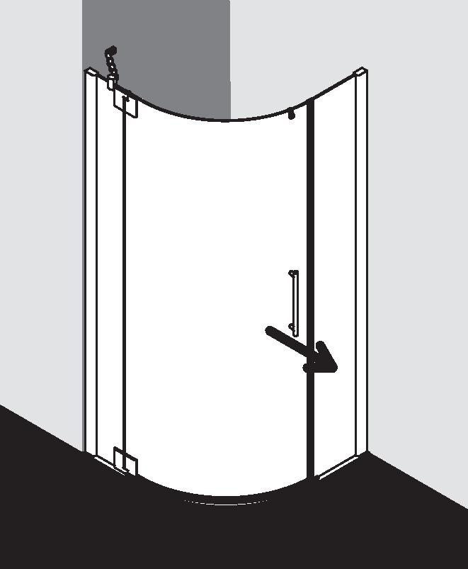 Kout čtvrtkruhový s otočnými dveřmi a pevnými poli Kermi Pasa XP PX50L levý, stříbrná matná/čiré ESG sklo s úpravou KermiCLEAN 90 x 185 cm