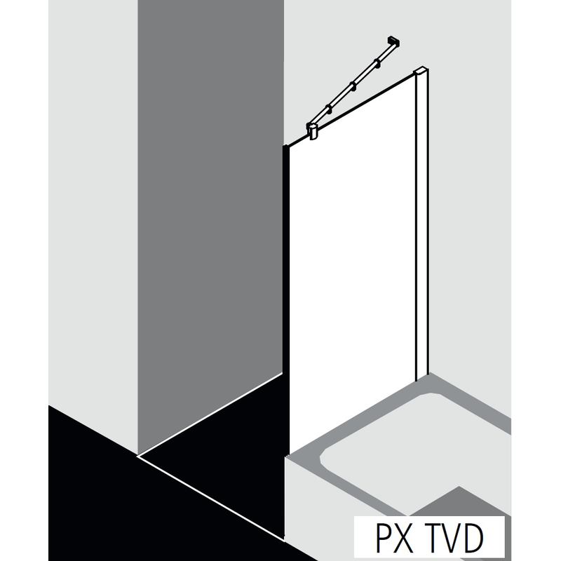 Zkrácená boční stěna vedle vany Kermi Pasa XP PXTVD stříbrná matná/čiré ESG sklo 90 x 175 cm