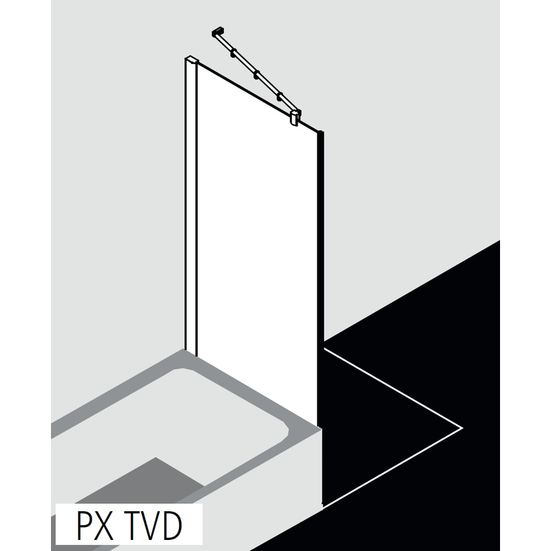 Zkrácená boční stěna vedle vany Kermi Pasa XP PXTVD stříbrná matná/čiré ESG sklo 90 x 175 cm