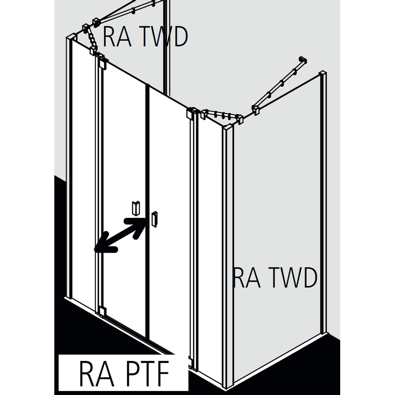 Dveře kyvné Kermi Raya RAPTF stříbrné vysoký lesk, čiré ESG sklo s úpravou 140 x 200 cm