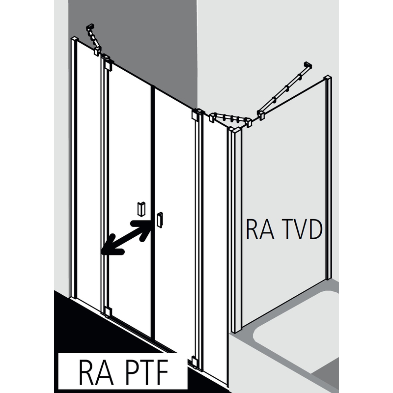 Dveře kyvné Kermi Raya RAPTF stříbrné vysoký lesk, čiré ESG sklo s úpravou 140 x 200 cm