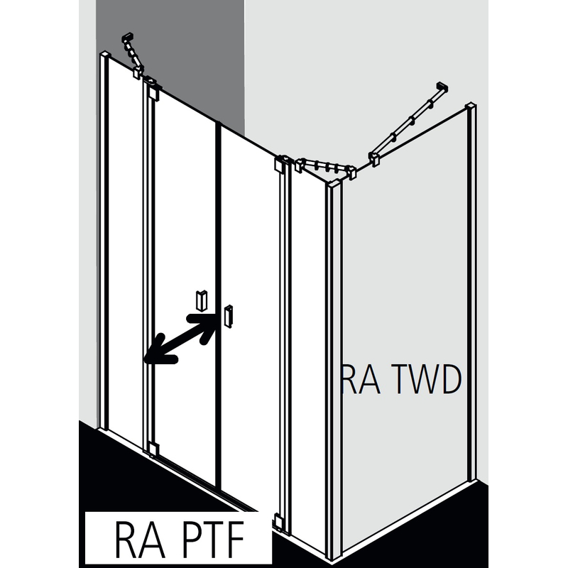 Dveře kyvné Kermi Raya RAPTF stříbrné vysoký lesk, čiré ESG sklo s úpravou 170 x 200 cm