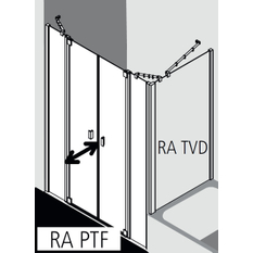 Dveře kyvné Kermi Raya RAPTF stříbrné vysoký lesk, čiré ESG sklo s úpravou 170 x 200 cm