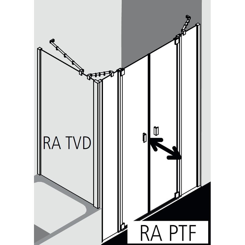 Dveře kyvné Kermi Raya RAPTF stříbrné vysoký lesk, čiré ESG sklo s úpravou 180 x 200 cm