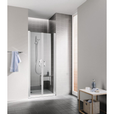 Dveře kyvné Kermi Cada XS CKPTD stříbrné vysoký lesk, čiré ESG sklo s úpravou CADAclean 85 x 200 cm