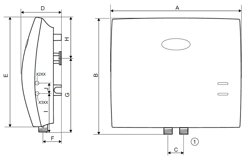 Ohřívač průtokový tlakový Dražice MX2207 4,5-7,0 kW, závěsný