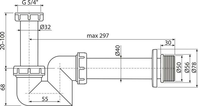 Bidetový sifon Ravak DN 40, bílá
