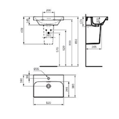 Umyvadlo s otvorem Optiline Mystyle 2.0 52 x 38 cm