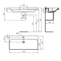 Umyvadlo s otvorem Optiline Mystyle 2.0 102 x 48,5 cm