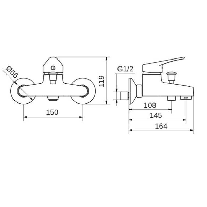 Vanová, nástěnná baterie Plano Bern rozteč 150 mm