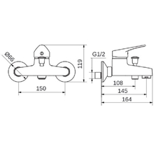 Vanová, nástěnná baterie Plano Bern rozteč 150 mm