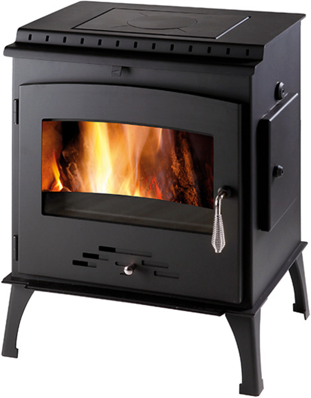 Kamna krbová s plotýnkou Haas+Sohn Arktic 12 černá, čelní+boční otevírání