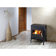 Kamna krbová s plotýnkou Haas+Sohn Arktic 12 černá, čelní+boční otevírání