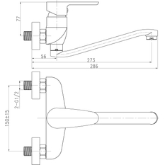 Dřezová umyvadlová baterie 150mm Titania Smart chrom