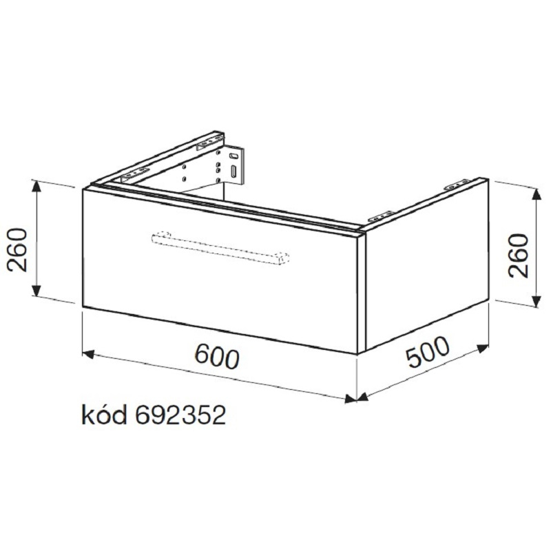 Skříňka pod desku 1 zásuvka Plano Davos 2.0 60 x 50 x 26 cm