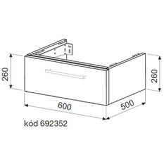 Skříňka pod desku Plano Davos 2.0 60 x 50 x 26 cm