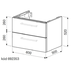 Skříňka pod desku 2 zásuvky Plano Davos 2.0 60 x 50 x 52 cm bílá