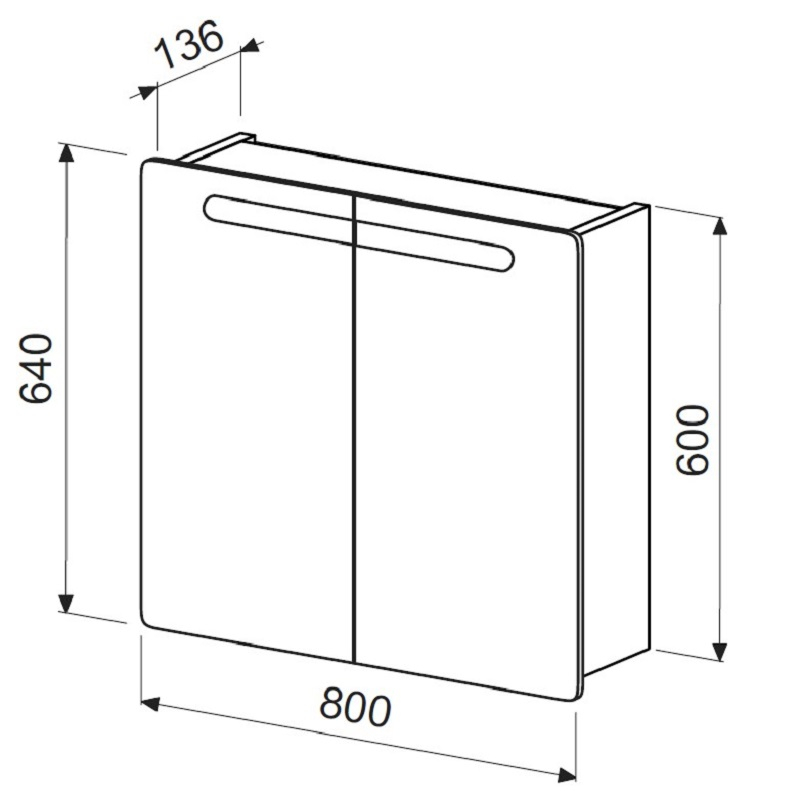 Dvoukřídlá, zrcadlová skříňka Plano Davos 2.0 80 x 14 x 64 cm dub nebraska přírodní