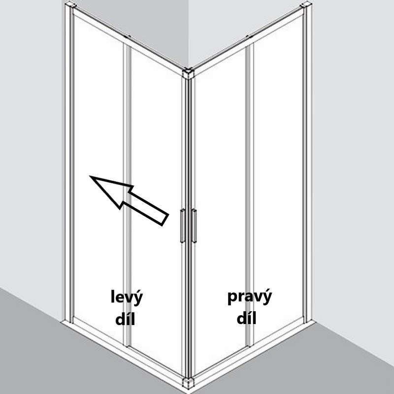 Dvoudílné posuvné dveře Plano Davos Plus Levé stříbrné/sklo 70 x 200 cm