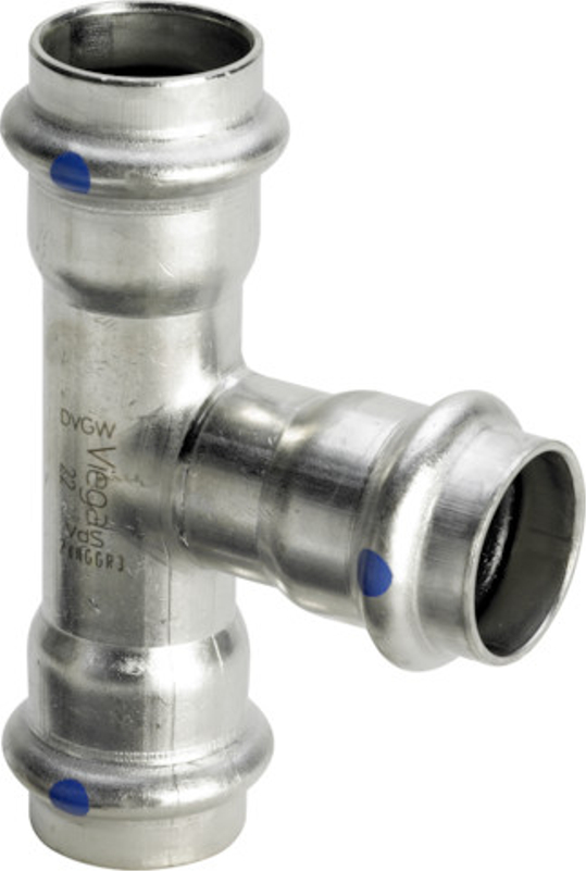 T-kus Viega Sanpress Inox LF s SC-Contur, v laboratorní kvalitě 2318LF 28 x 22 x 28