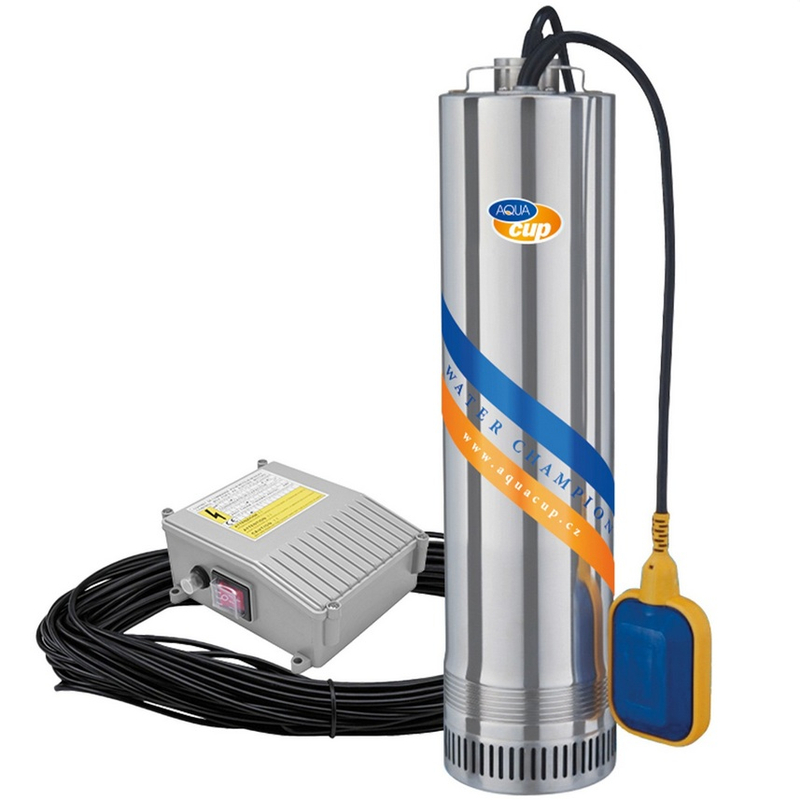 Čerpadlo ponorné vícestupňové se spodním sacím otvorem Aqucup 5˝ AQ-TEC 1100 AUT, kabel 20 m, s control boxem