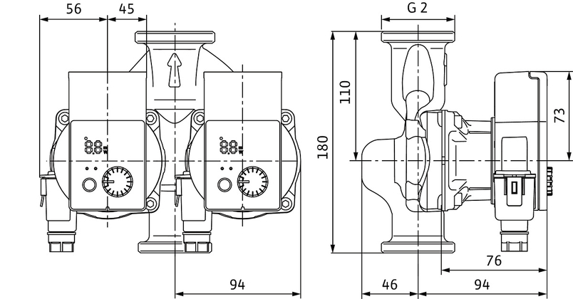 Mokroběžné čerpadlo s vysokou účinností Wilo Yonos PICO-D 30/1-6 PN10, G 2˝, 1x230V, 75W