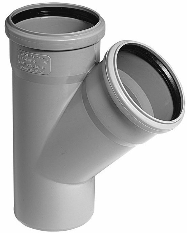 Odbočka jednoduchá Osma HTEA 90° DN 90 x 90 šedá