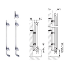 Radiátor článkový Isan Atol C3 1800, 7 článků, 1235 W, uchycení na zeď , připojení CD, bílá