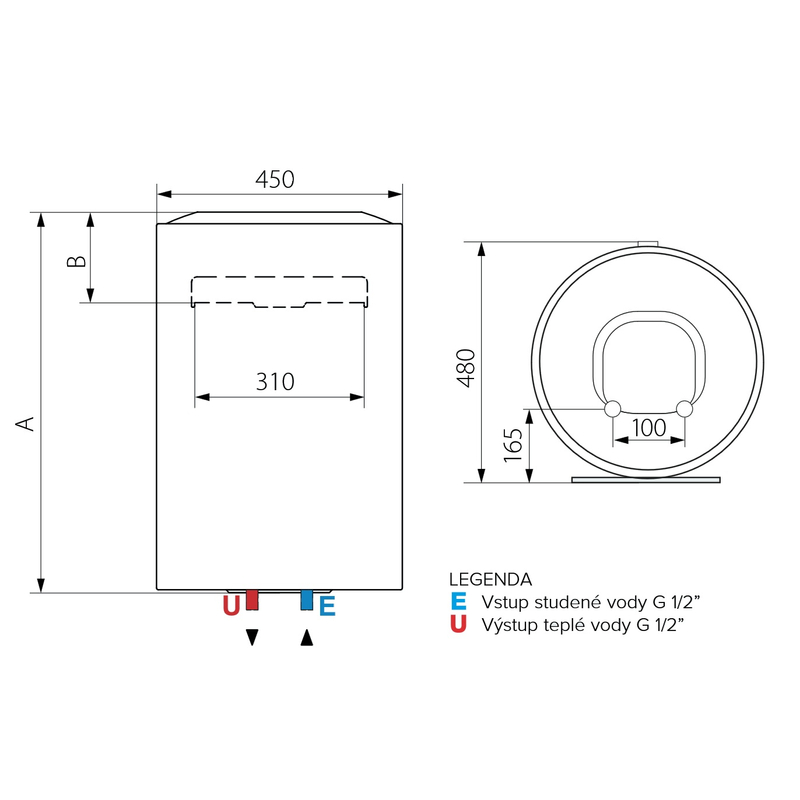 Elektrický ohřívač Ariston Lydos Eco 80 V 2K CZ EU, závěsný vertikální, objem 80 l, výkon 2,0 kW