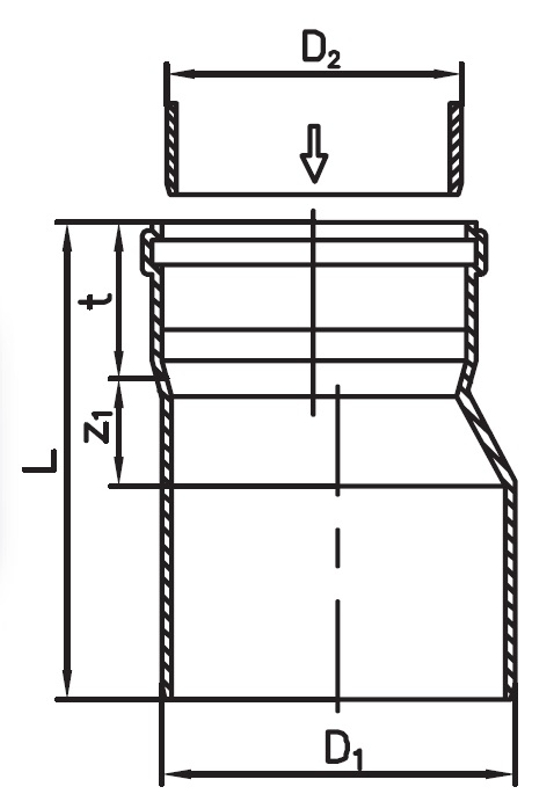 Redukce kanalizační Wavin PVC-U KGR DN 200 x 160, oranžová