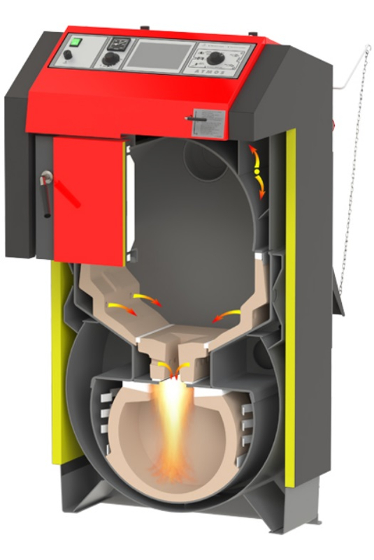 Kotel zplynovací na dřevo Atmos Generátor DC25GS, levý, SVT 936
