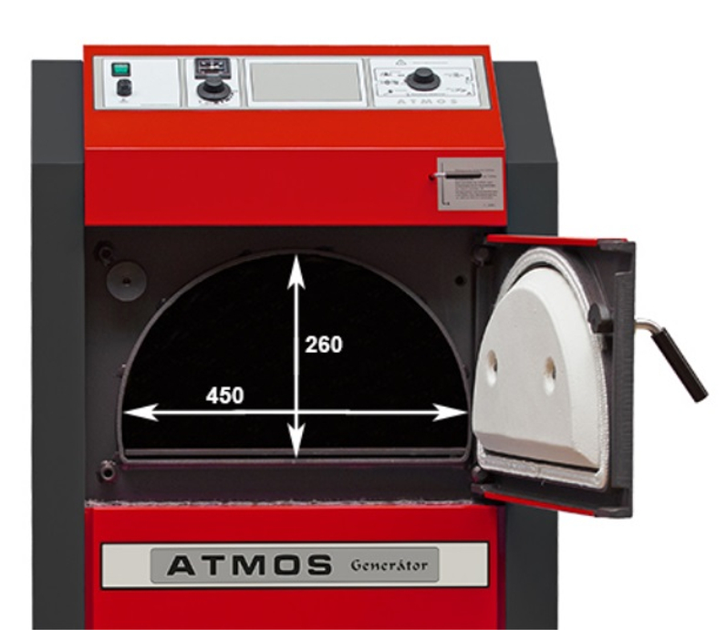Kotel zplynovací na dřevo Atmos Generátor DC25GS, levý, SVT 936