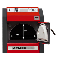 Kotel zplynovací na dřevo Atmos Generátor DC25GS, levý, SVT 936