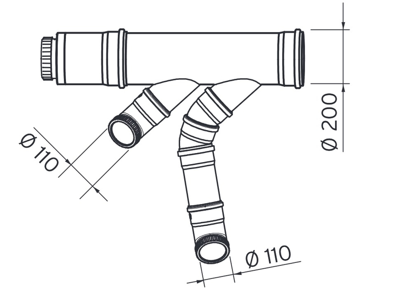 Základní sada odkouření Vaillant pro 2 kotle zády k sobě, pr. 200 mm, vč. odvaděče kondenzátu